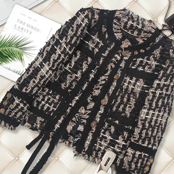 NWT Tweed Tassel Women’s Blazer Jacket Size Large - Picture 7 of 8